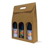 cubex professional 10 Portabottiglie in Cartone Avana per 3 Bottiglie di Vino - Elegante e Resistente, Perfetto per Regali di Natale e Confezioni Eco-Friendly di Bottiglie Pregiate