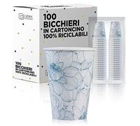 cubex professional Bicchieri in carta monouso 200 ml 7 once 100% Made in Italy per acqua e bevande calde e fredde ECOLOGICI COMPOSTABILI e BIODEGRADABILI di design (Nimphea, 100)