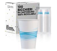 cubex professional Bicchieri in carta monouso 200 ml 7 once 100% Made in Italy per acqua e bevande calde e fredde ECOLOGICI COMPOSTABILI e BIODEGRADABILI di design (Waves, 100)