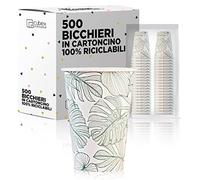 cubex professional Bicchieri in carta monouso 200 ml 7 once 100% Made in Italy per acqua e bevande calde e fredde ECOLOGICI COMPOSTABILI e BIODEGRADABILI di design (Natural mind, 500)