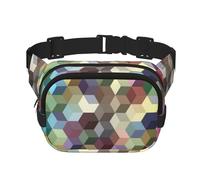 Cubi colorati astratti Stampa viola, Marsupio quadrato a doppio strato, borsa da viaggio, marsupio casual