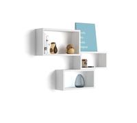Cubi da parete Rettangolari, Set da 3, Giuditta, Bianco Frassino