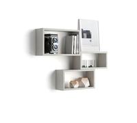 Cubi da parete Rettangolari, Set da 3, Giuditta, Grigio Cemento