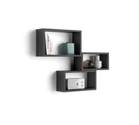 Cubi da parete Rettangolari, Set da 3, Giuditta, Nero Frassino
