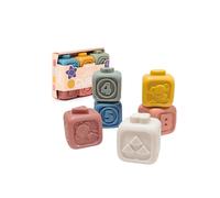 Miniland - Soft Activity Cubes: cubi sensoriali in Silicone per Neonati con Texture, Suoni e rilievi per Un Gioco multisensoriale, dai 6 Mesi in su.