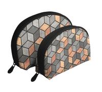Cubi Di Cemento E Rame, Borsa per trucco a conchiglia Portamonete da donna Borsa da toilette piccola Borsa per cosmetici 2 pezzi