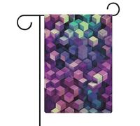 Cubi di colore astratto bandiere da giardino viola 30,5 x 45,7 cm bandiera esterna a doppia faccia bandiera estiva da cortile floreale bandiere da giardino di benvenuto stagionali decorazioni per le