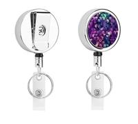 Cubi di colore astratto viola bobina retrattile con portachiavi porta badge divertente porta badge per insegnante infermiera dottore lavoratore regalo ID nome tag clip metalliche decorative