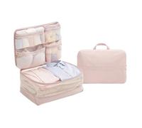 Cubi di Compressione da Viaggio Borse Riutilizzabili per Abbigliamento in | Cubo Organizer Comprimibile nella Valigia per Scarpe, Trucco, Gioielli, Vacanza, Crociera, Aereo, Valigia e Col Rosa