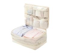 Cubi di Compressione da Viaggio Borse Riutilizzabili per Abbigliamento in | Cubo Organizer Comprimibile nella Valigia per Scarpe, Trucco, Gioielli, Vacanza, Crociera, Aereo, Valigia e Col Color crema
