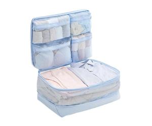Cubi di Compressione da Viaggio Borse Riutilizzabili per Abbigliamento in | Cubo Organizer Comprimibile nella Valigia per Scarpe, Trucco, Gioielli, Vacanza, Crociera, Aereo, Valigia e Col Blu