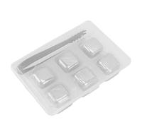 Cubi di ghiaccio di whisky in metallo Safe 304 in acciaio inossidabile rocce di whisky golveding per riduzione della febbre (6 cubi con pinze di ghiaccio)