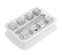 Cubi di ghiaccio in acciaio inox, pietre per raffreddare il whisky riutilizzabili, cubi di metallo per raffreddare il vino senza diluirlo, con pinze per il ghiaccio e scatola di co (8 cubetti con