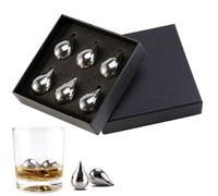 Cubi Di Ghiaccio Metallici Riutilizzabili - 6 Pezzi Ricongelabili a Forma di Goccia | Pietre Refrigeranti Per Bevande Whisky - Per Soda Succo Whisky Feste Di Inaugurazione Casa