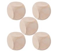 Cubi di legno grezzo, 5 pezzi, cubi in legno liscio non trattato | Blocchi di legno a 6 lati per bambini, ragazzi, giochi, giochi di ruolo, artigianato, attività in este