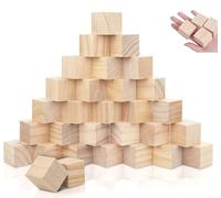 Cubi di legno vuoti, piccoli cubi quadrati, blocchi di legno non trattati, pedine e dadi, per apprendimento, artigianato, puzzle fai da te, timbri, numeri, 30 pezzi(3x3x3 cm)