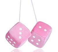Cubi Di Peluche Una Coppia Appesa Decorazione Per Auto Cubi Di Peluche Interni Specchietto Retrovisore Ciondolo Cubi Peluche Fuzzy Ornamento Appendere Auto Cubi Interni Specchio 2.75 Pollici Rosa