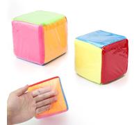 Cubi Educativi per Bambini - 2 Pezzi con 6 Tasche Trasparenti su Ogni Lato, Peluche da 10 cm, Schiuma Grande, Colorati per Prime Lezioni