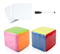 Cubi in schiuma - 2 pezzi cubi grandi con tasche da taschino, 10 cm cubi tascabili con 20 carte, fai da te educazione, dadi da gioco con tasche per asilo, scuola materna, scuola, morbido cubo in