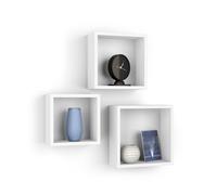 Cubi Quadrati Giuditta, Set da 3, Bianco Opaco