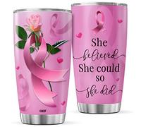 CUBICER Regali per i pazienti con cancro al seno Donne Nonna Ragazze Sopravvissuti Accessori per la consapevolezza Nastro Tumbler Acciaio Acciaio Bicchieri Set Divertente Tazze da caffè Natale