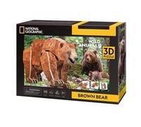 CubicFun 661096 - Puzzle 3D National Geographic con orso bruno, 88 pezzi, modello per bambini a partire da 8 anni