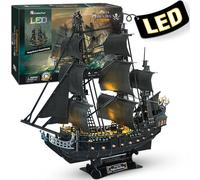 CubicFun Puzzle 3D LED Black Pearl, Modello Nave Pirata 340 Pezzi | Queen Anne's Revenge Nave Fantasma, Kit Costruzione Decorativo, Modellismo Adulti, Regalo Collezione 68 CM