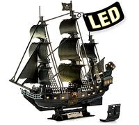 CubicFun Puzzle 3D LED Queen Anne's Revenge, Modello Nave Pirata 293 Pezzi | Nave Pirata con Interni Dettagliati, Kit Costruzione Modellismo Adulti, Modello Collezione con Luci LED