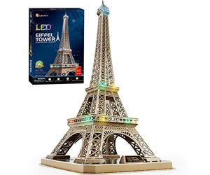 CubicFun Puzzle 3D LED Torre Eiffel Parigi, Modello Architettura 84 Pezzi | Kit Modellismo Torre Eiffel 78 CM, Decorazione Romantica Parigi, Puzzle Adulti, Regalo Architettura
