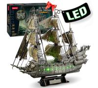 CubicFun Puzzle 3D Nave Pirata Olandese Volante, Modello LED 360 Pezzi | Kit Costruzione Nave Fantasma, Modellismo Adulti, Puzzle Decorativo con Luci LED, Regalo Collezione