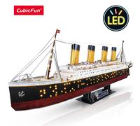 CubicFun Puzzle 3D per Adulti LED Titanic Modello di Nave 266 Pezzi Crociera Puzzle Giocattoli Kit di Costruzione di Illuminazione Decorazione Della Casa Regali