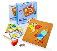 CUBIDI® Gioco con Martello e Chiodi Bambini Montessori - Kit Lavoretti Creativi per Bambini con Lavagna in Sughero. Giochi da Tavolo per Sviluppare la creatività e Le Abilità Motorie Fini.