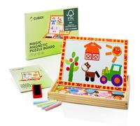 CUBIDI® Montessori Magic Board - lavagna magnetica creativa in legno e bambini, lavagna magnetica interattiva con 2 diversi lati, a partire dai 3 anni in su, per ragazzi e ragazze
