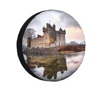 Cubierta de rueda de repuesto con diseño de castillo cerca del lago Stones, protectores de ruedas, cubiertas de ruedas resistentes a la intemperie, ajuste universal para remolques, RV, SUV, camiones,