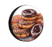 Cubierta de rueda de repuesto con diseño de donas y chocolate, resistente a la intemperie, universal, para remolques, caravanas, SUV, camiones, viajes, coches, caravanas, remolques, accesorios de 16 p