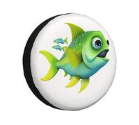 Cubierta de rueda de repuesto con diseño de pez verde, resistente a la intemperie, universal, para remolques, caravanas, SUV, camiones, viajes, coches, caravanas, remolques, accesorios de 14 pulgadas
