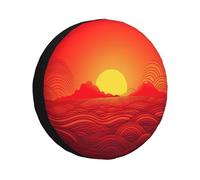 Cubierta de rueda de repuesto, protector de rueda rojo Sunrise, resistente a la intemperie, universal, para remolque, RV, SUV, camión, viaje, coche, caravana, remolque, accesorios de 14 pulgadas