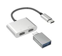 Cubilux Adattatore USB C per Chromecast, adattatore 2 in 1 da USB C a USB con ricarica PD da 60 W compatibile per Chromecast