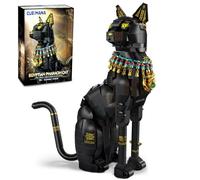 CUBIMANA Set da costruzione a forma di gatto faraone egiziano - Blocchi da costruzione a forma di gatto nero, giocattolo per adulti progetto di artigianato gatto egiziano regalo per donne (1274 pezzi)