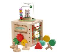 Cubo Attività in Legno Pedagogico Cubo con Labirinto di Perline Educativo