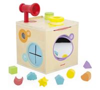 Janod motricità e manipolazione-Gioco Boite sensoriale-Cubo di attività-12 Accessori-Apprendimento di Forme e Colori-da 18 mesi-J05307, J05307