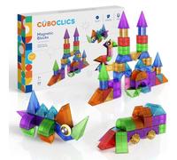 Cubo Clics 3D - Blocchi solidi magnetici - 64 pezzi | 12 forme geometriche | Si collega su tutti e 6 i lati | Giocattoli da costruzione STEM dai 3 anni in su | Senza piastrelle piatte