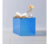 Cubo da parete con basi cave e scatola cubica cava in acrilico, piatto trasparente a forma di onda d'acqua blu, espositore geometrico rettangolare per decorazione di finestre (20 cm)