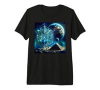 Cubo di Metatron Quarta Dimensione con Terra e Piramidi Maglietta Premium
