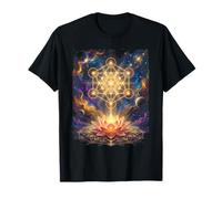 Cubo di Metatron Sacra Geometria Lotus Universe Creativo Maglietta