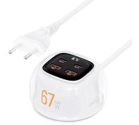 Cubo di prolunga da 67 W con slot USB, 4 vie, 2 USB A e 2 prese USB C con 4 porte USB, Multi con cavo da 1 metro per dormitori in casa, viaggi, ufficio, ecc