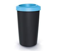 Cubo di riciclaggio 45L Keden in plastica con coperchio blu aperto.