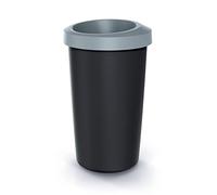 Cubo di riciclaggio 45L Keden in plastica con prove del coperchio aperto grigio.
