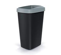 Cubo di riciclaggio 45L Keden in plastica con prove del coperchio aperto grigio.