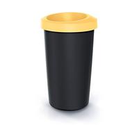 Cubo di riciclaggio Keden 25L con coperchio giallo aperto.